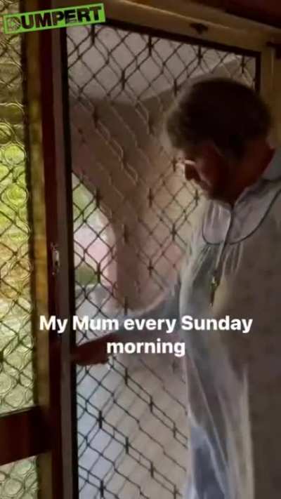 Typical mother on Sunday morning