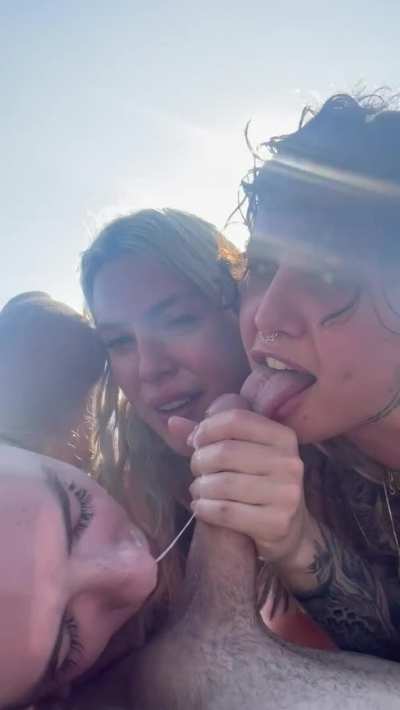 Sucking cock on the beach with an audience, who&rsquo;s next?