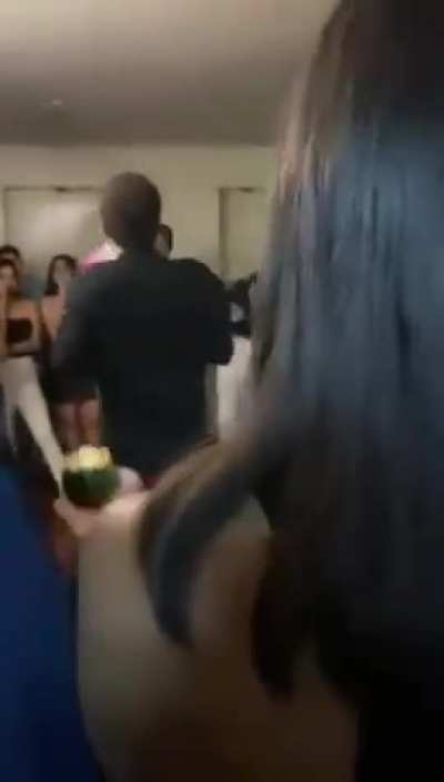 This POS holding a birthday cake with George Floyd's face in it while chanting "I can't breathe"