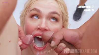 Beautiful blonde swallows 62 loads and get her face covered in thick warm cum 💦💦 such a good cumslut 💦
