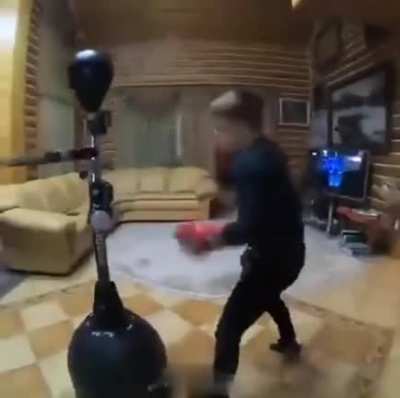 Intense boxing training.