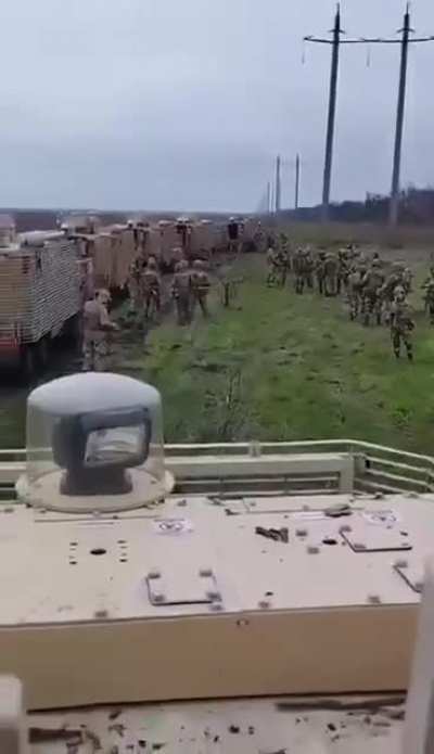 A column of British armored cars "Wolfhound" somewhere in Ukraine