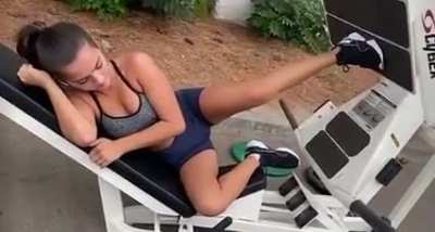 Her trainer has the best job in the world!