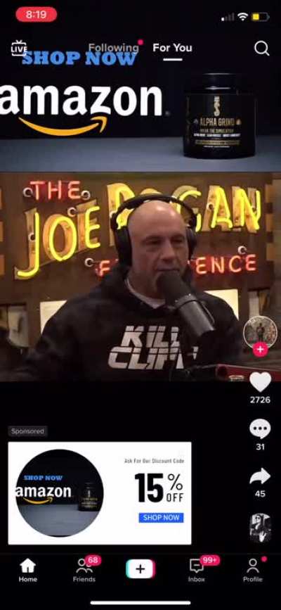 A deepfake Rogan scam ad from TikTok