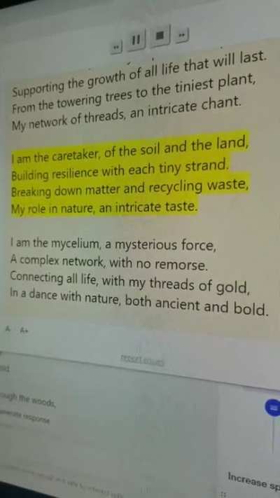 "How would artificial intelligence communicate with fungi Mycelium?" Chat gpt3 prompt syncing with music unintentionally.