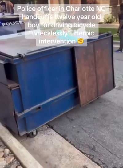 Charlotte NC, Officer Detains Twelve Year Old Boy. &ldquo;Driving His BICYCLE Recklessly.&rdquo;