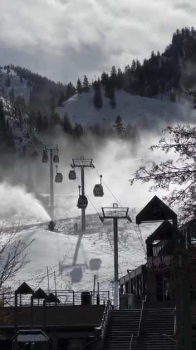 Aspen is getting ready! Snow ❄️ is being blown!🏔️