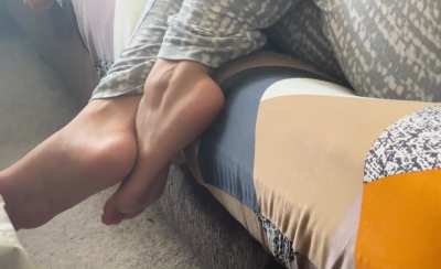 Friend's bare feet hanging off the couch pt 2