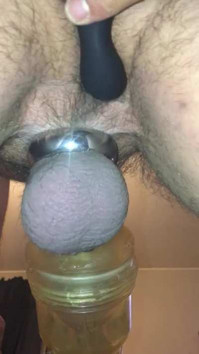 Fuckin one of my Fleshlights/Fleshjacks doggy style while using a prostate vibe! Care to see more HMU I&rsquo;ll give you my telegram username !
