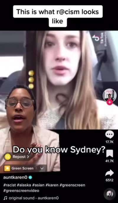 Sydney is an open and proud racist. 🙄