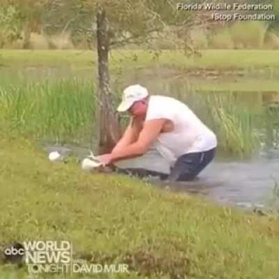 74 years old Florida man saving his 3 months old puppy without losing his cigar