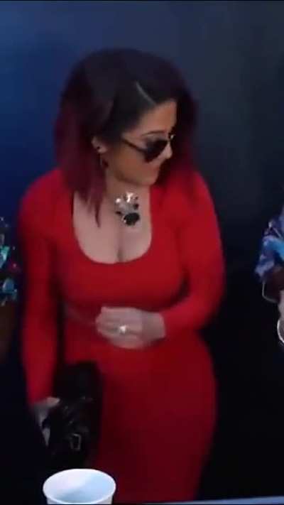 Bayley's Cleavage in a Red Dress