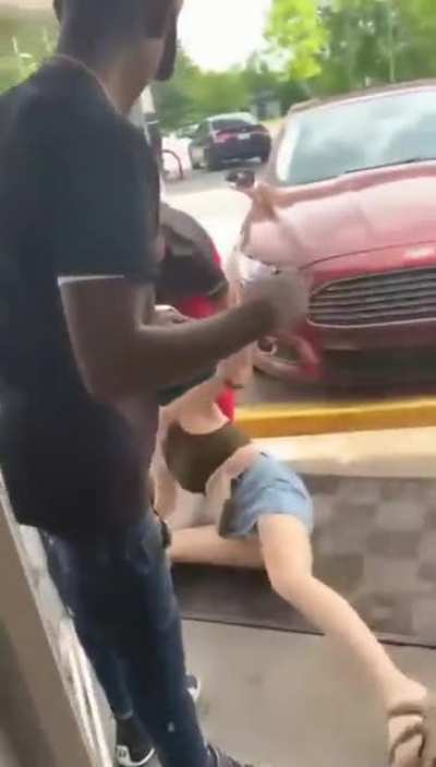 Woman on the run after beating Little Caesars customer