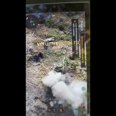AFU soldiers targeted by russian drone drop first with smoke grenade, then explosive one. Date unknown. Music from source.