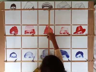 Artist Draws 15 Portraits At Once!