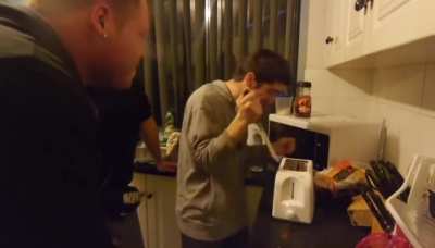WCGW putting a knife in a toaster