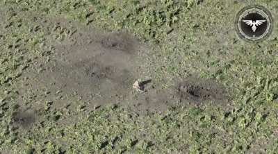 Russian Soldier tries to fight off a drone with a knife. 47th Strike Drones Company destroys him.