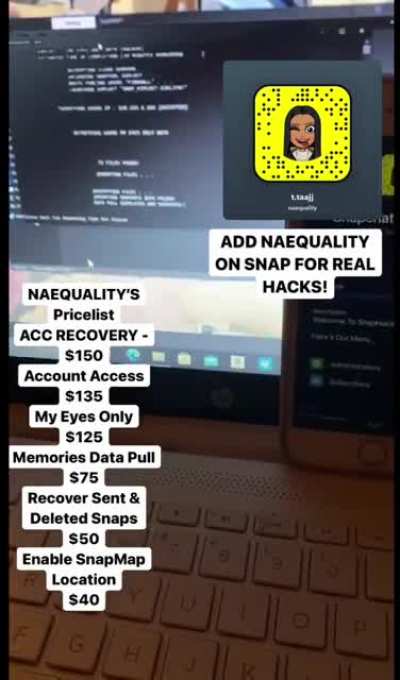 Hit @naequality on Snapchat to order account access , account recovery, my eyes only , memories data pull, recover sent &amp;amp; deleted snaps &amp;amp; more! Telegram Group link in comments below 👇
