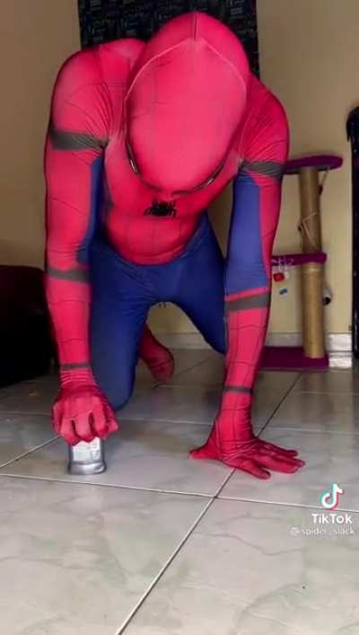 Spider man flexing!