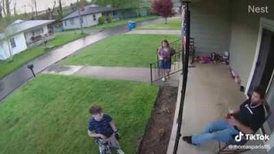 Grown adult attempts to argue with a child who asks him to remove his confederate flag