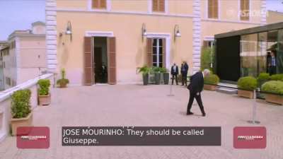 Jos&eacute; Mourinho ending the press conference as any wise Portuguese would, with a good "caralhada"