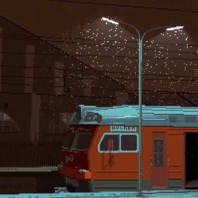 Электричка (pixel art).