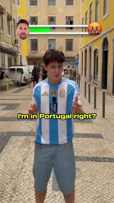 Un flaco se pone la camiseta Argentina de Messi en Portugal y muestra las reacciones de la gente