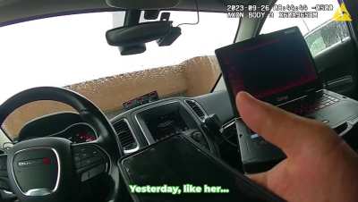 Woman rear ends into truck and has a meltdown