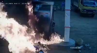 He was 'revving' the bike while refuelling