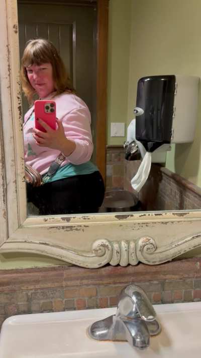 Feeling naughty while farting in a restaurant bathroom. Hoping someone from the big line of people waiting outside will enjoy it 😈
