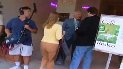 Former Astronaut Buzz Aldrin punching a moon-landing denier in the face.