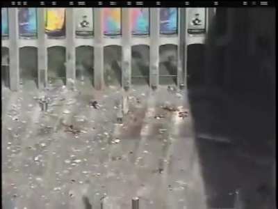 Footage of bodies of those who jumped/fell from the WTC during 9/11. Before the Towers collapsed, an estimated 200 people fell to their deaths from the burning towers, at a speed of almost 150 mph—sufficient to cause instant death, but insufficient to cau