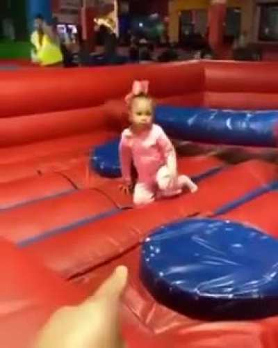 Girl Gets sweeped by the sweeper!