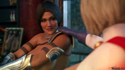 Catwoman fucked by futa Wonder Woman and Powergirl (Rigid3D)