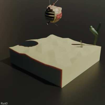Low-poly ED-E on his way to Strip. Made and rendered in Blender.