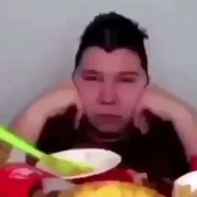 Nick's food flying off the table