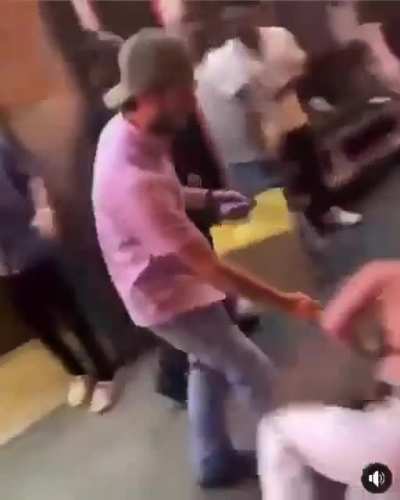 Woman approaches dude and starts screaming at him. He chooses to deck her.