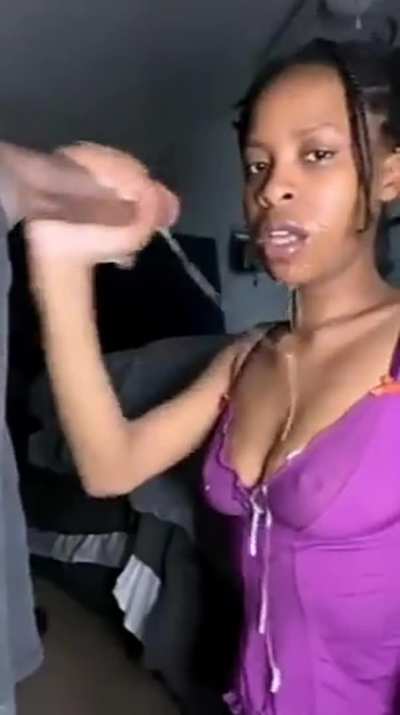 She going crazy gaging and shit
