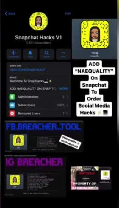Real Snapchat &amp;amp; Instagram Hacks Available, add naequality on Snapchat to order. Telegram + Proof in comments&rdquo;