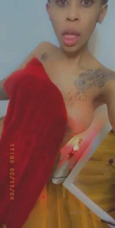 Naked with towel