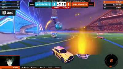 Tawk quickly catches, dribbles and flicks over the last man from midfield