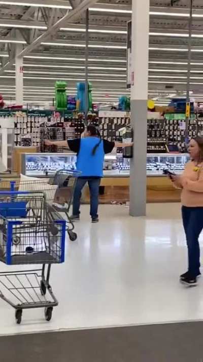 Homless Guy Smashes Jewlery Cases at Walmart