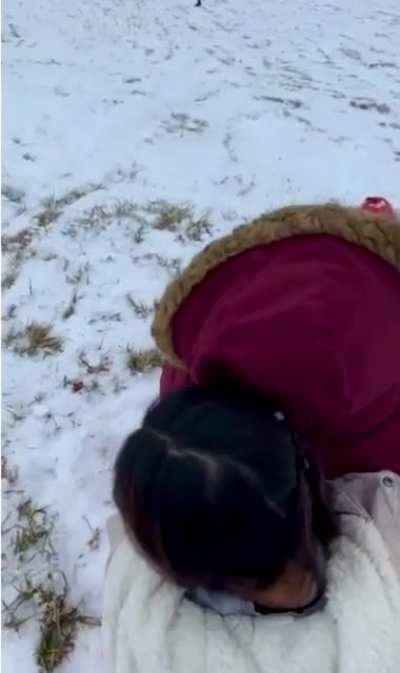 Sledding with a kayak