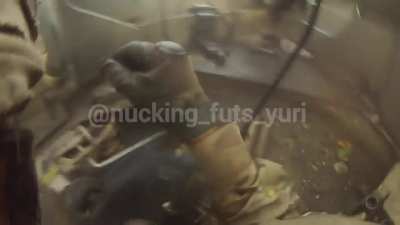 American in Ukrainian hmmwv surviving artillery strike to HMMWV