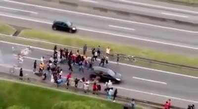 The driver had no patience for the protests