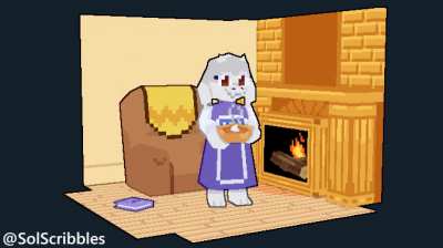 "Surprise! I made you a butterscotch pie." - Low-Poly Toriel