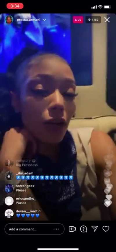 Coi Leray goes live on Instagram with Pressa&rsquo;s account.