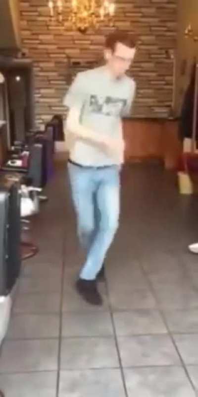 Chad dancing cheerfully because of ballin&rsquo; new haircut