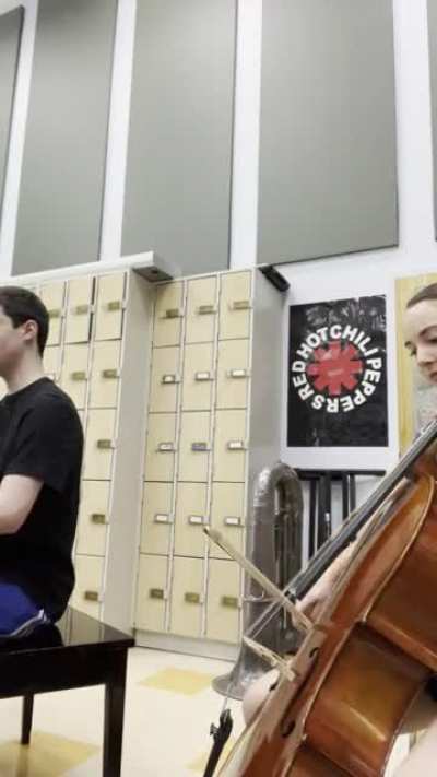 Me (piano) and friend (Chello) played Hollow Knight theme at our school.