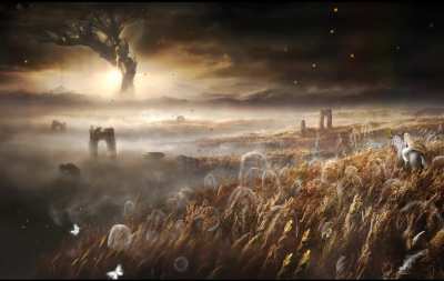 Made a Shadow of the Erdtree wallpaper w/Elphael ambience in Wallpaper Engine